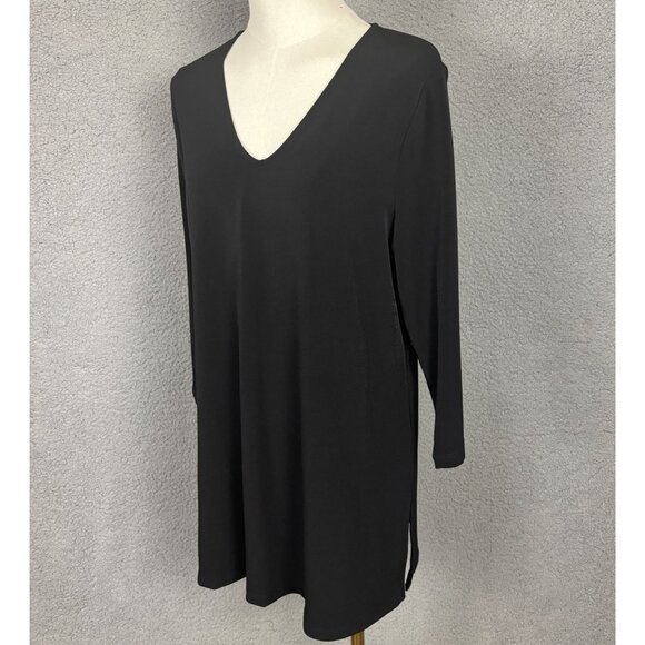 JM Collection Women's V-Neck Knit Blouse 3/4 Sleeve Black Medium NWT's. - Picture 4 of 8